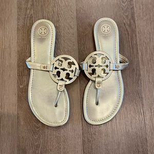 Tory Burch Miller Leather Sandal — Metallic Gold — SIZE 10